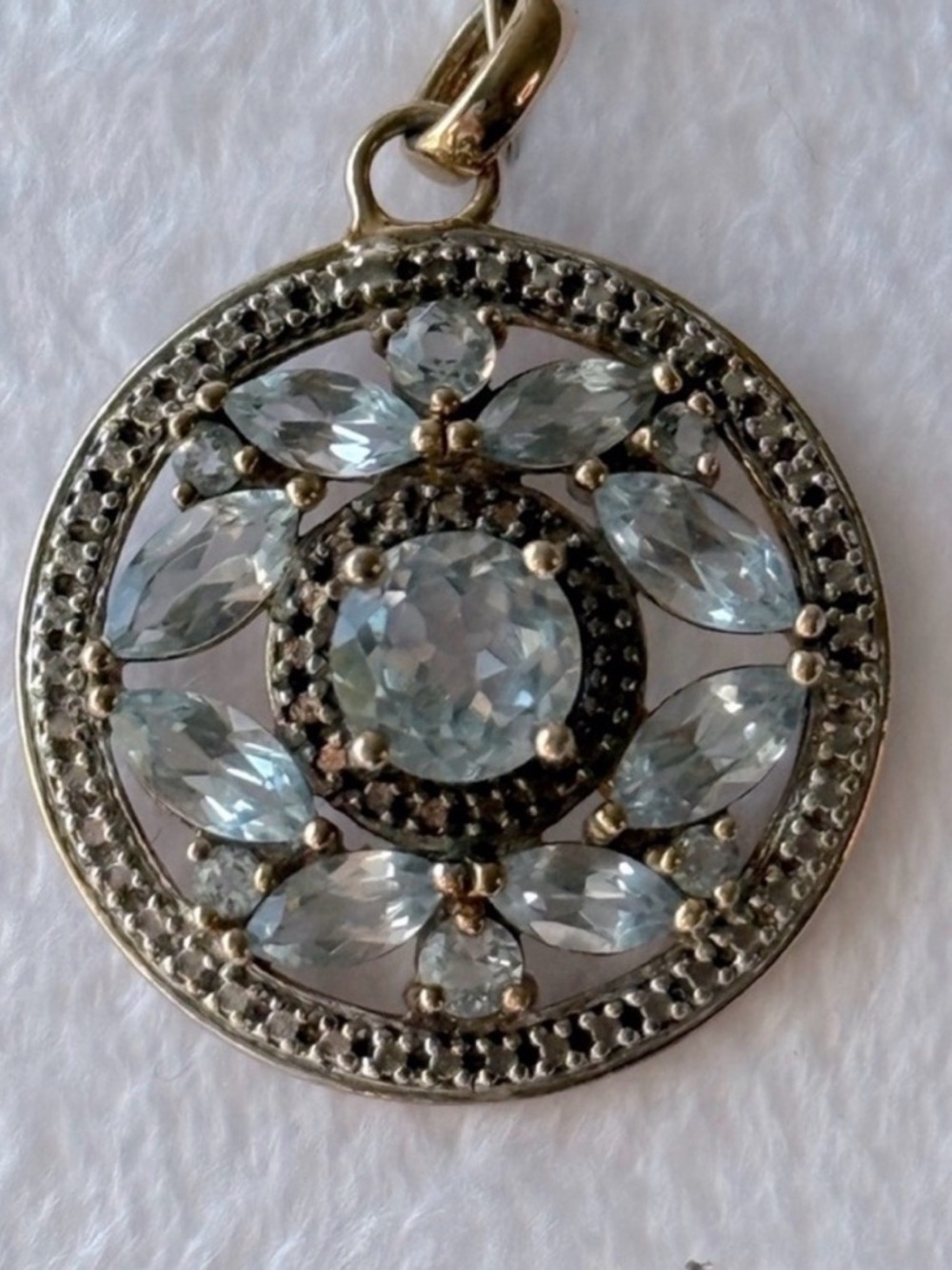 Vintage Sterling  Silver Pendant with Blue Stones